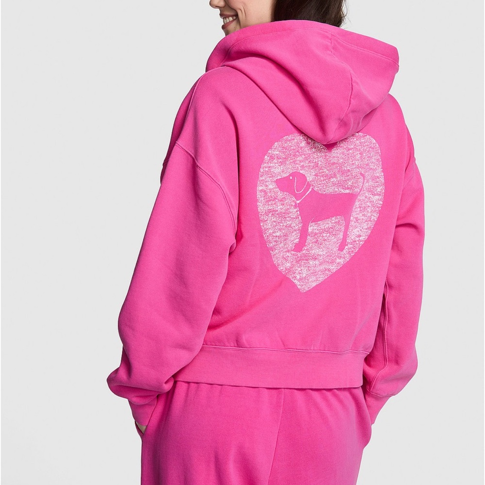 VS PINK CAMPUS FLEECE FULL ZIP HOODIE XXL NWT